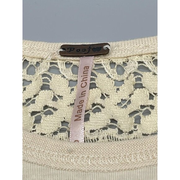 poof long sleeve shirt high low lace striped ivory gray boho cotton blend s armp - Picture 7 of 13